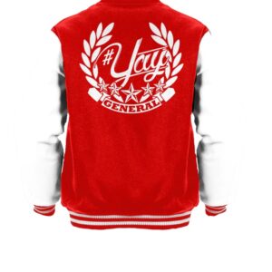 General Yay Red White Monogram Varsity Jacket