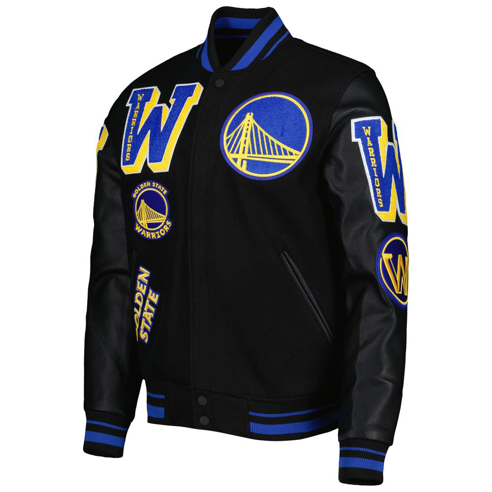 Warriors Black Letterman Jacket