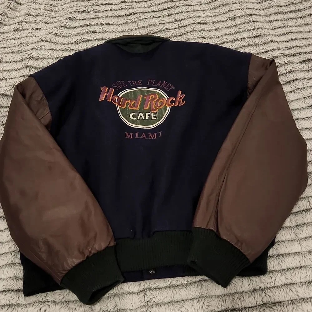 Hard Rock Quilted Bomber Jacket Navy