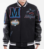 Miami Marlins MLB Black Varsity Jacket
