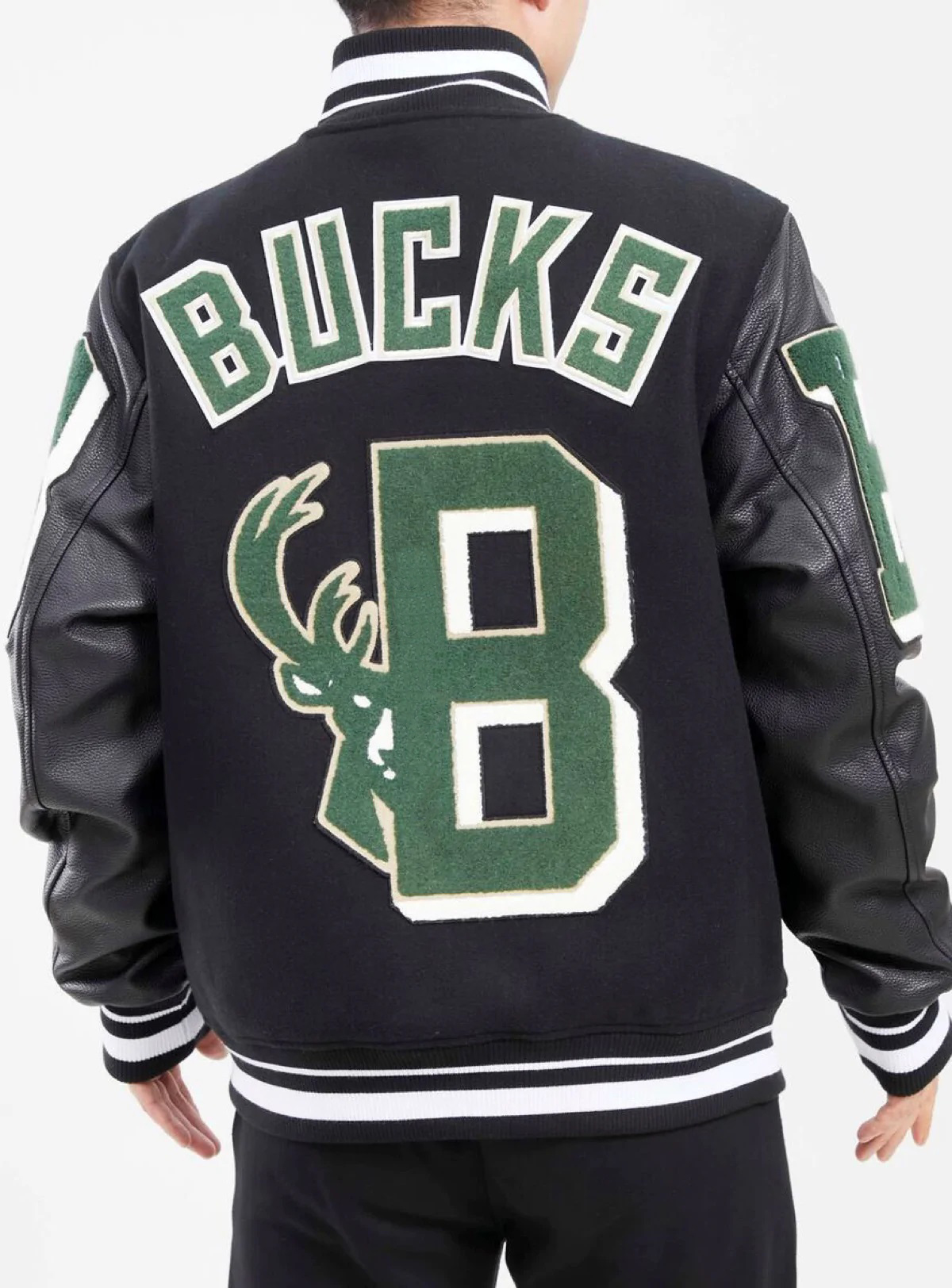 Maker of Jacket Fashion Jackets Milwaukee Bucks Black NBA Varsity