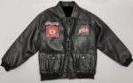 Ohio State Buckeyes Bomber Black Leather Jacket