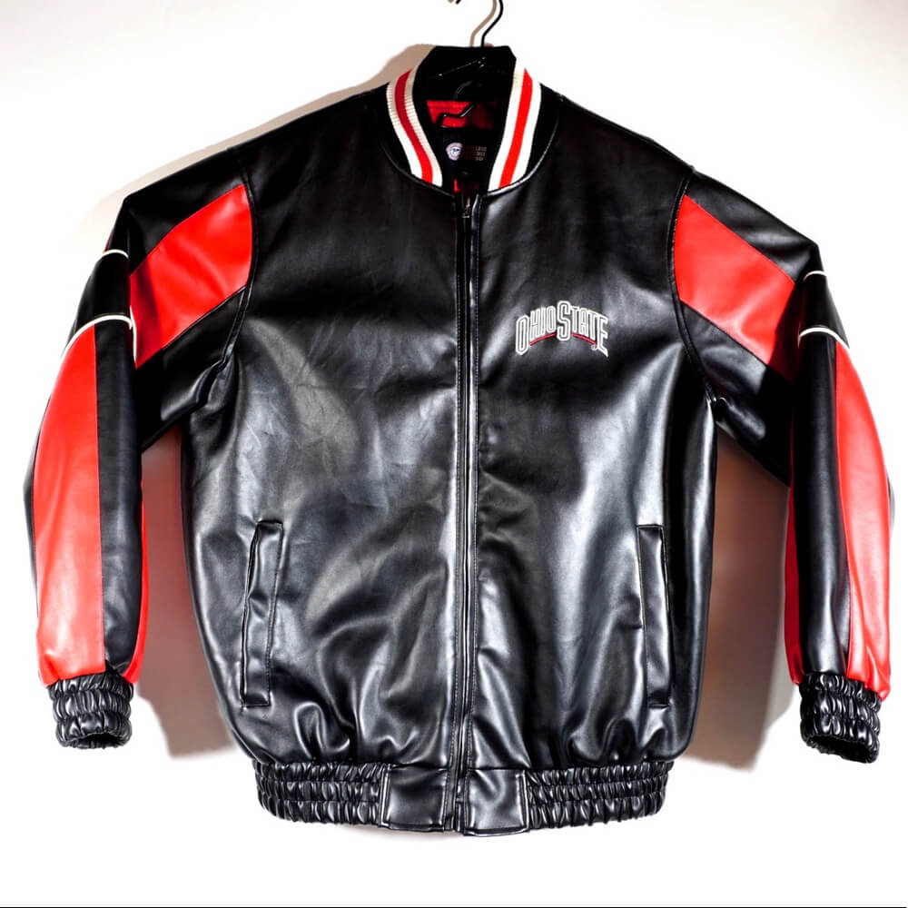 Vintage Ohio State Black And Red Leather Jacket - Maker of Jacket