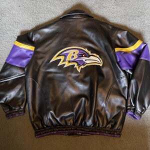 Vtg NFL Baltimore Ravens Football Team Leather Jacket