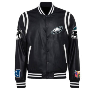 NFL Philadelphia Eagles Fans Black Brown Logo Leather Jacket For Men And  Women - Freedomdesign