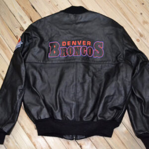 Denver Broncos Black Leather Varsity Jacket