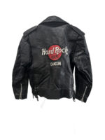 Hard Rock Cafe Cancun Black Biker Leather Jacket
