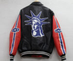 Lady Liberty USA Michael Hobon Leather Bomber Jacket