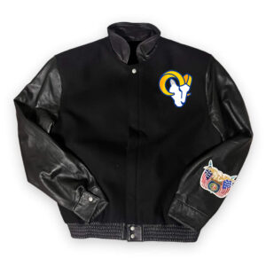 Satin Black/White Los Angeles Rams Team Origins Varsity Jacket - Jackets  Masters