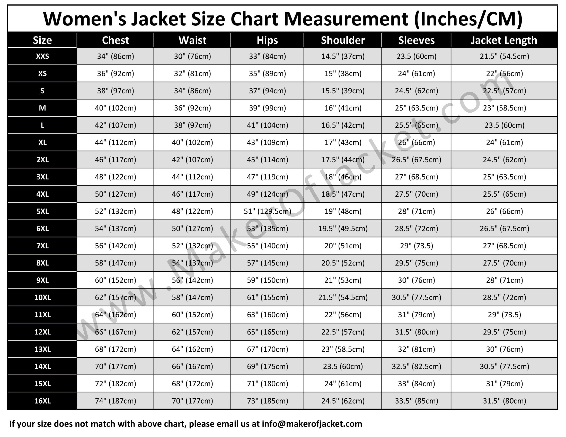 Motorcycle Leather Suit's Size Measurement Guide