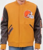 NFL Cleveland Browns Yellow And Brown Varsity Jacket