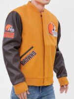 NFL Cleveland Browns Yellow And Brown Varsity Jacket