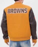 NFL Cleveland Browns Yellow And Brown Varsity Jacket