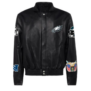 Philadelphia Eagles Logo NFL Brown Black Leather Jacket - Freedomdesign