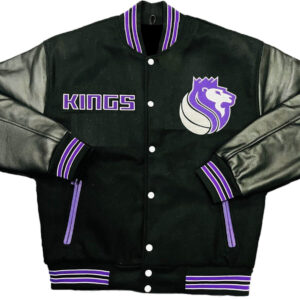 JH Design Men's Sacramento Kings Black Varsity Jacket