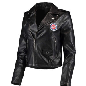 Maker of Jacket Black Leather Jackets 80s Vintage Chicago Cubs Baseball