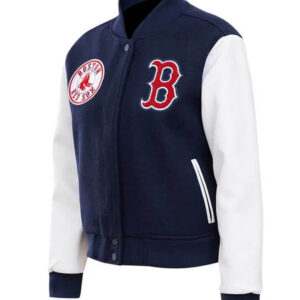 Maker of Jacket MLB Boston Red Sox White Wool Leather