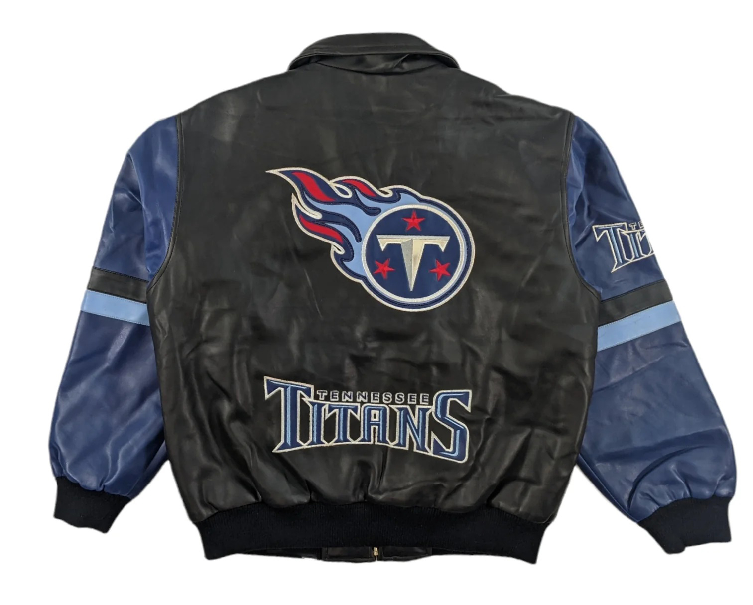 Vintage NFL Team Tennessee Titans Leather Jacket - Maker of Jacket