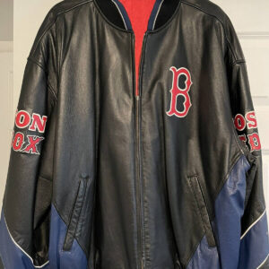 BOSTON RED SOX TWO-TONE WOOL AND LEATHER JACKET - NAVY