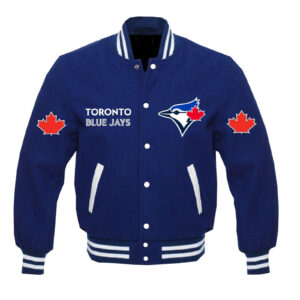 Toronto Blue Jays Wool & Leather Reversible Jacket w/ Embroidered Logos - Black Medium