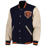 Chicago Bears Navy Blue And Cream Varsity Jacket