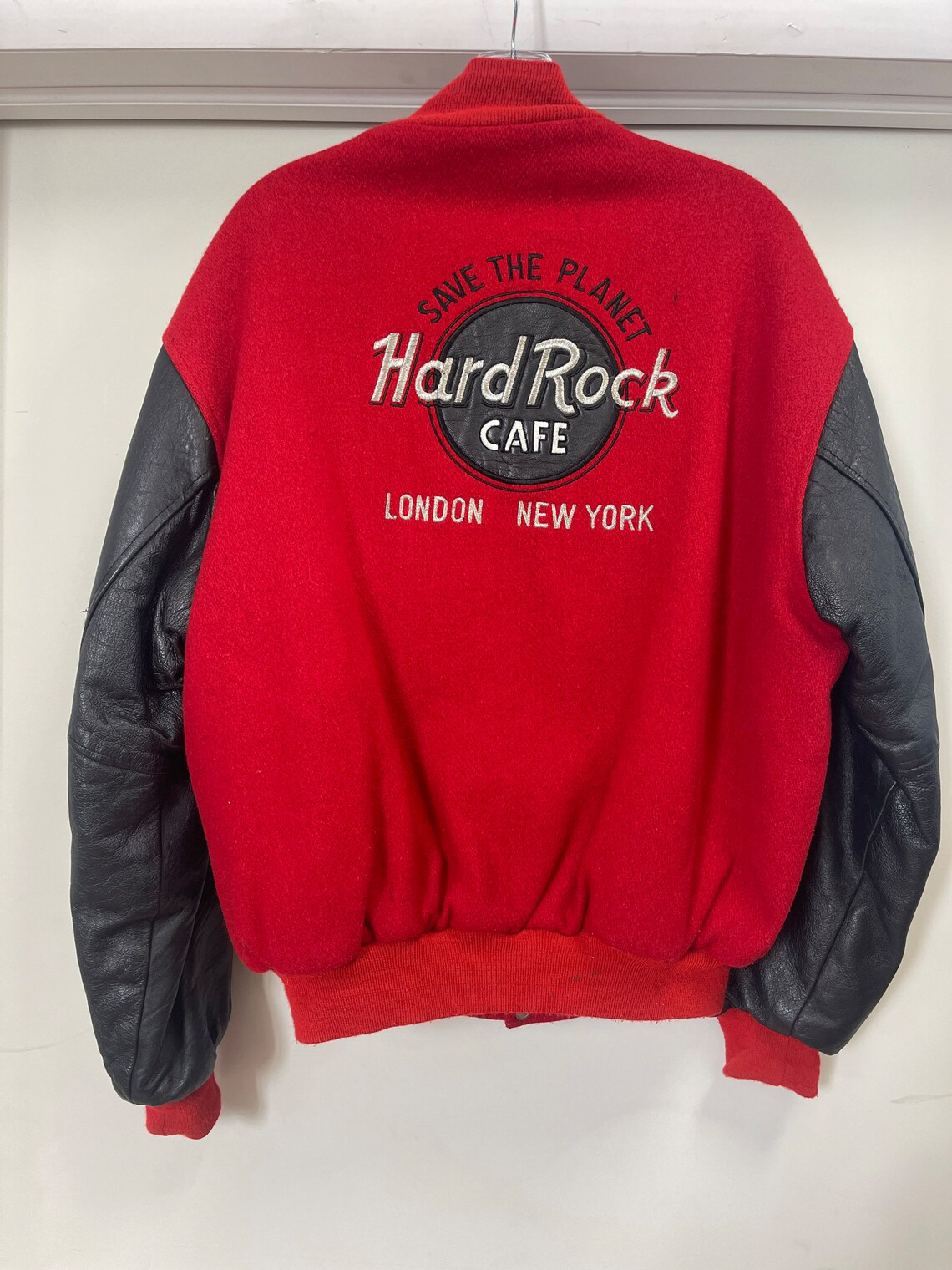 Maker of Jacket Fashion Jackets Hard Rock Cafe Red Black New York Varsity