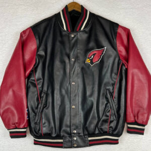 NFL Arizona Cardinals Black And Red Leather Jacket