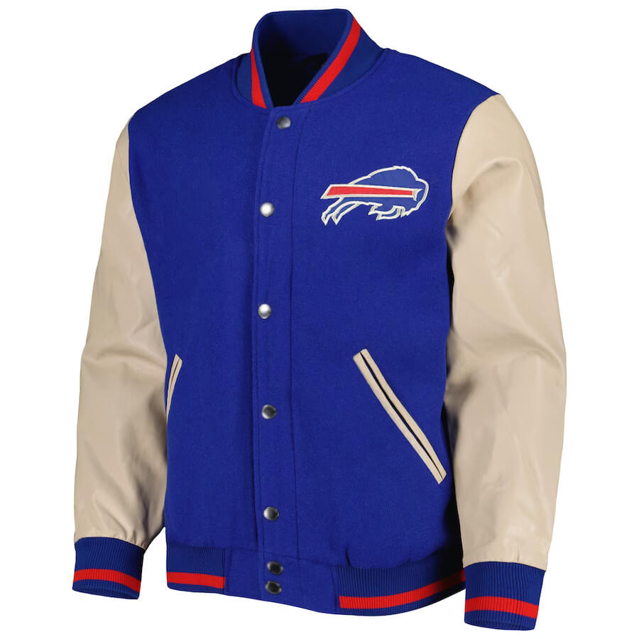 Buffalo Bills Blue and White Letterman Jacket