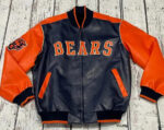 Navy Orange NFL Chicago Bears Leather Jacket
