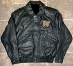 Vtg Chicago Bears Black Leather Jacket