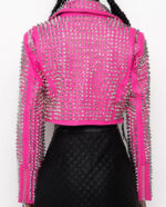 Pink Studded Party Rock Style Leather Jacket