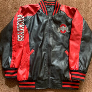 Black Red Ohio State Buckeyes Leather Jacket