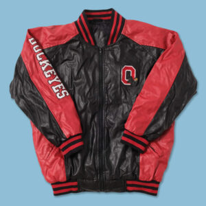 Ohio State Buckeyes Black Red Leather Jacket