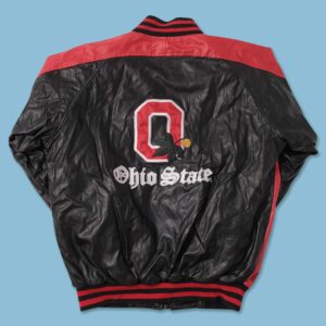 Ohio State Buckeyes Black Red Leather Jacket