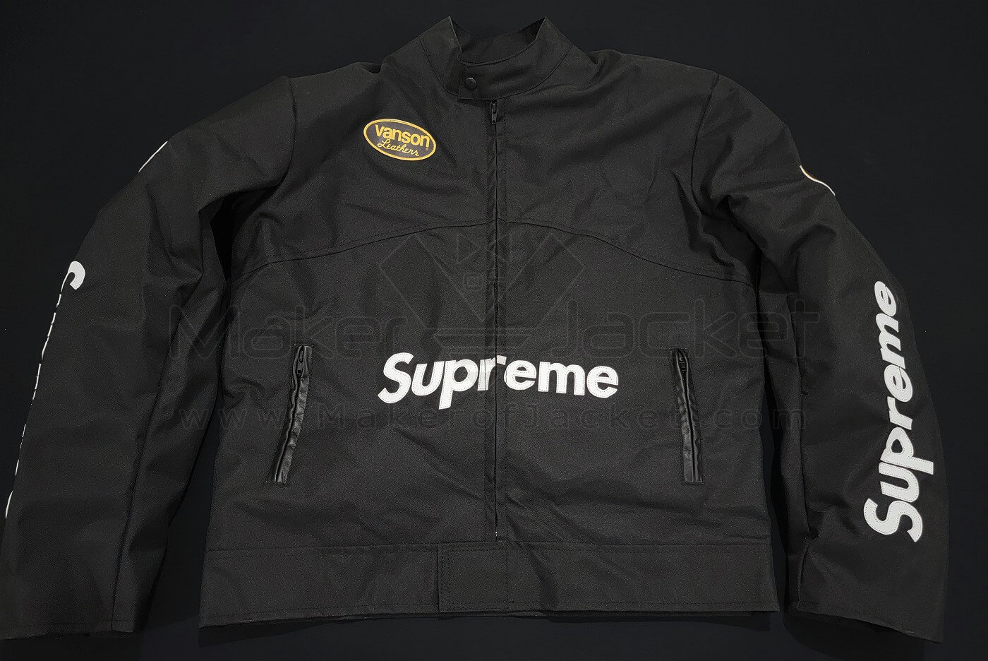 Black Supreme Vanson Leather Jacket - Maker of Jacket