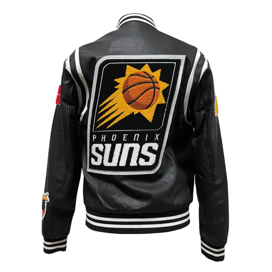 Maker of Jacket Sports Leagues Jackets NBA Teams Black White Phoenix Suns Varsity