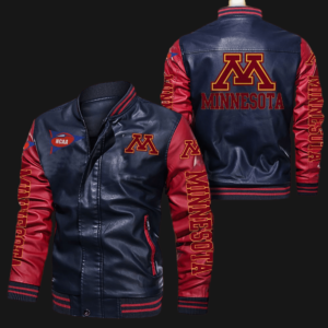 Blue Red Minnesota Golden Gophers Leather Jacket