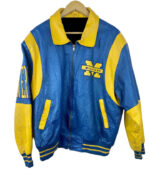 Blue Yellow Michigan Wolverines Leather Jacket