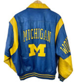 Blue Yellow Michigan Wolverines Leather Jacket