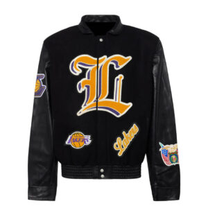 New Era LA Lakers varsity jacket in black