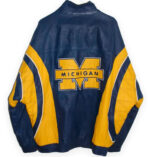Michigan Wolverines Navy Blue And Yellow Leather Jacket