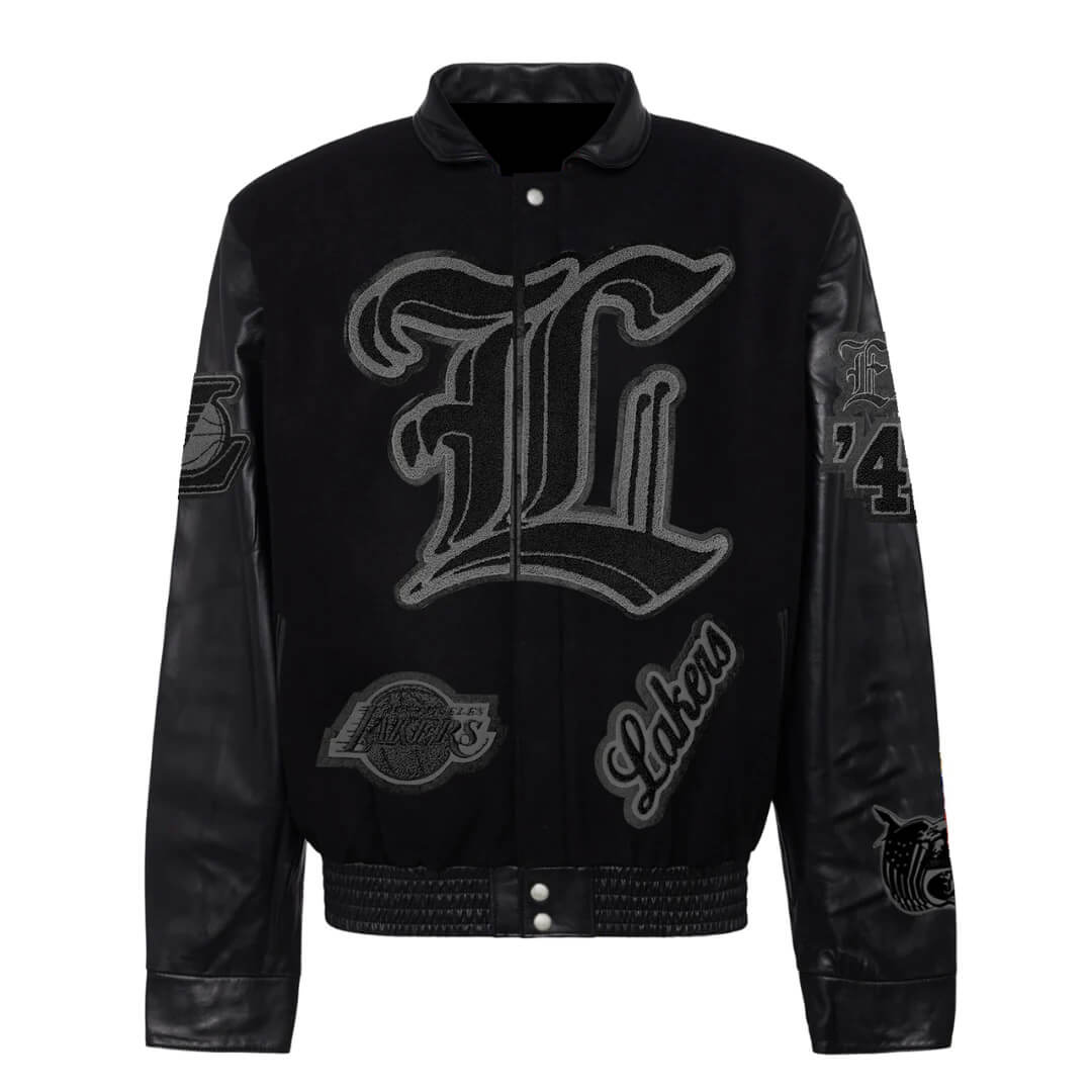 La Lakers NBA Black and White Varsity Jacket