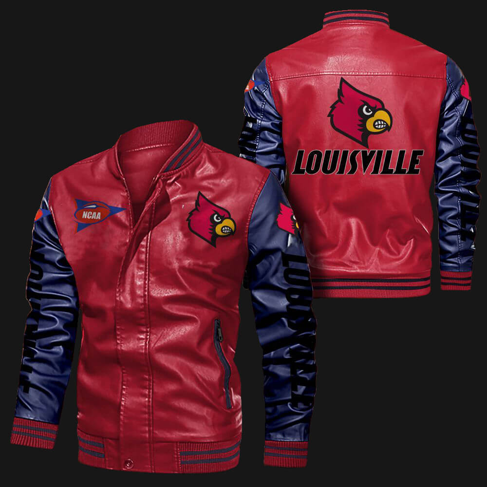 Red Blue Louisville Cardinals Leather Jacket - Maker of Jacket