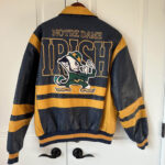Vintage Black Yellow Notre Dame Leather Jacket