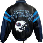 Bundesliga Tennessee Titans Logo Brown Black Leather Jacket