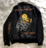 Looney-Tunes-Tweety-Bird-Black-Leather-Jacket