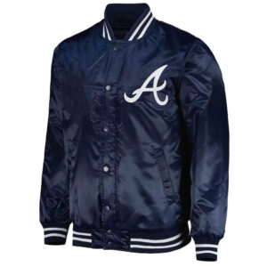 Atlanta Braves Starter The Captain II Full-Zip Varsity Jacket - Navy