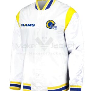 Yellow White NFL LA Rams Team Satin Jacket - Maker of Jacket