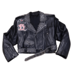 Betty Boop Black Studded Biker Leather Jacket