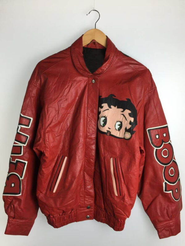 Betty Boop Red Cartoon Leather Jacket